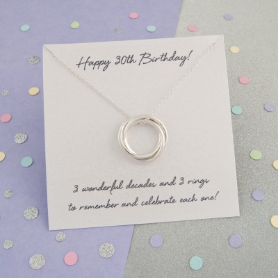 30th Birthday Gift For Her, 30th Birthday Ideas, 30th Birthday Gift For Daughter - Handmade '3 Rings For 3 Decades' Russian Ring Necklace