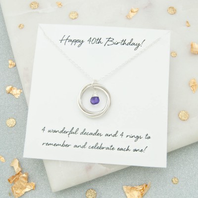 40th Birthday Gift For Woman, 40th Birthday Birthstone Necklace, 40th Birthday jewelry, 40th Birthday Gift For Her, 40th Keepsake Gift