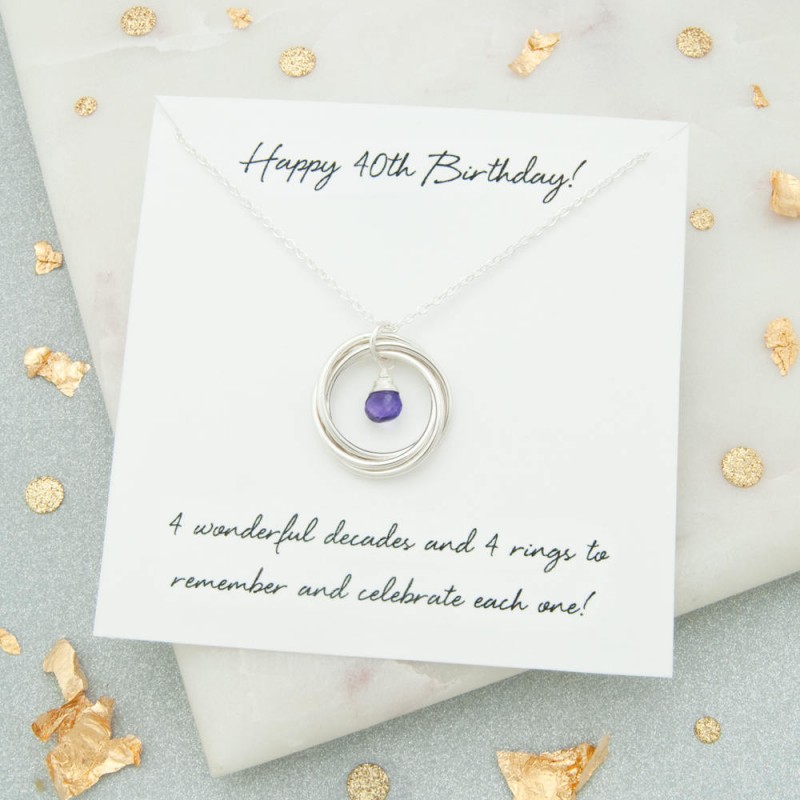 Silver Infinity Necklace 40th Birthday Gift Ladies Present Fortieth Jewellery 