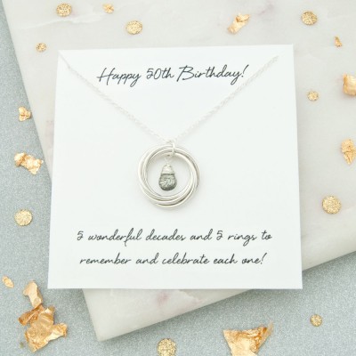 50th Birthday Gift, 50th Birthday Gift For Her, 50th Birthday Gift For Mum, 50th Birthday Jewellery, 50th Birthday Birthstone Necklace