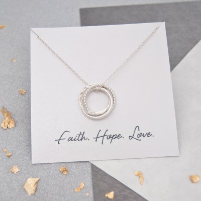 Faith, Hope, Love Russian Ring Necklace, Sterling Silver Three Ring Russian Necklace, Gifts For Her, Gifts For Mum, Gift For Daughter