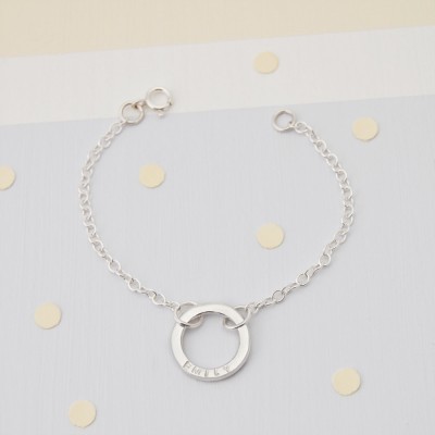 Name Bracelet, Personalised Circle Bracelet, Custom Name Bracelet, Circle Pendant, Sterling Silver Personalised Name Bracelet