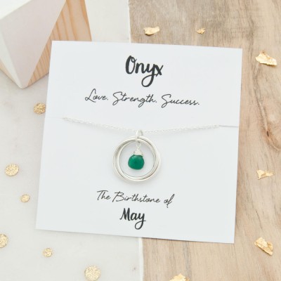 Onyx Birthstone Necklace, May Birthstone Necklace, Birthday Gift For Mum, Green Onyx Birthstone Jewellery, May Birthday Jewelry