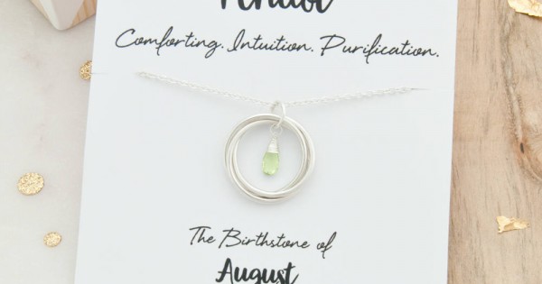 Peridot Birthstone Necklace, August 