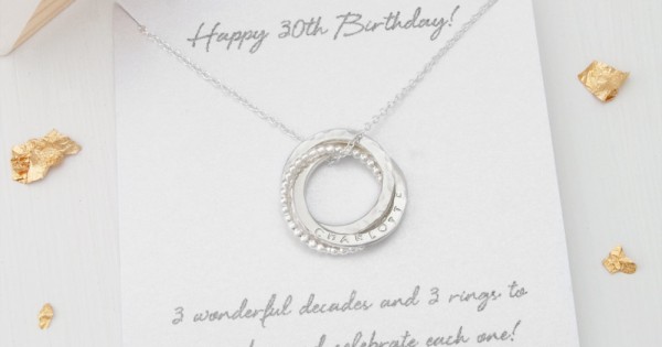 Personalised 30th Birthday Gift 30th Birthday Gift For Her Personalized 30th Birthday Necklace 3 Rings For 3 Decades Russian Necklace