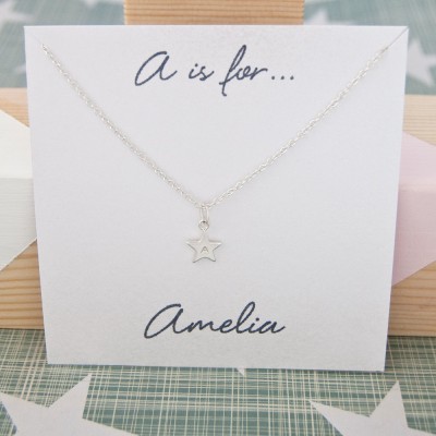 Personalised Initial Necklace, Silver Star Necklace, 18th Birthday Gift For Daughter, 18th Birthday Gift Ideas, 16th Birthday Gift For Her