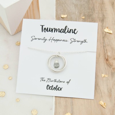 Tourmaline Birthstone Necklace, October Birthstone Necklace, Tourmaline Birthstone Jewellery, Birthday Gift For Daughter, October Birthday