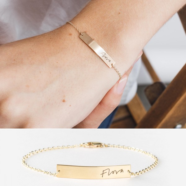 Actual Handwriting Bar Bracelet • Custom Signature Bracelet • Remembrance Jewelry • Gold, Silver or Rose Gold Name Bar Necklace • LZ155_32