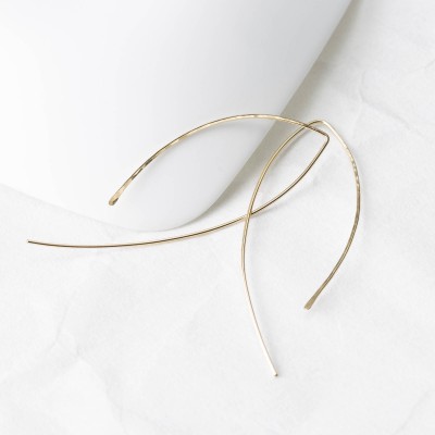 Arc Ear Threaders - 18k Gold Filled Earring, Sterling Silver or Rose Gold Fill - Minimal Open Hoop Earrings - by Layered and Long - LE407