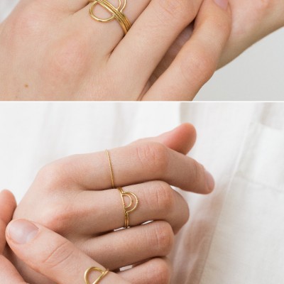 Arcs Collection Stacking Rings • Dainty Stacking Rings • Minimal Stacking Rings • Boho Stacking Rings • Arcs Collection by Layered and Long