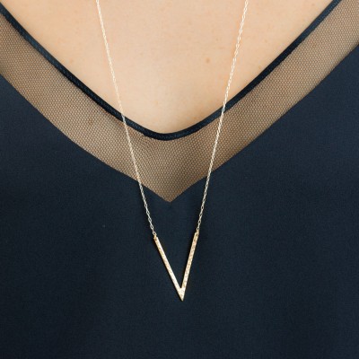 Badass Long V Necklace, Pointed Long Necklace, Triangle, Angled Bar Necklace / THE WALSH, LN145_c2