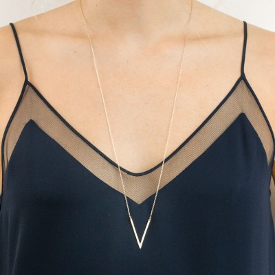 Badass Long V Necklace, Pointed Long Necklace, Triangle, Angled Bar Necklace / THE WALSH, LN145_c2