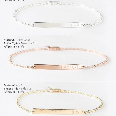 Bar Bracelet Personalized, Gold, Silver, Rose Gold / Small Skinny Bracelet - Dainty, Minimal Stacking Bracelet, Layered and Long • LB130_30
