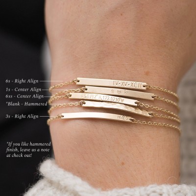 Bar Bracelet Personalized, Gold, Silver, Rose Gold / Small Skinny Bracelet - Dainty, Minimal Stacking Bracelet, Layered and Long • LB130_30