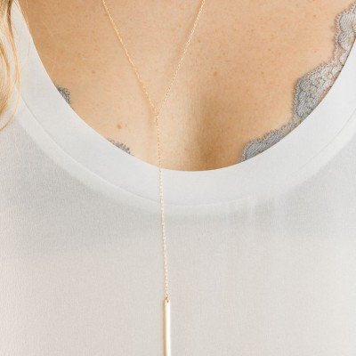 Bar Drop Necklace / Simple Bar Lariat Necklace / Minimal Y Necklace / Sterling Silver, 18k Gold Fill, or Rose Gold Fill Chain LN128_45_Y