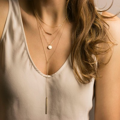 Bar Drop Necklace / Simple Bar Lariat Necklace / Minimal Y Necklace / Sterling Silver, 18k Gold Fill, or Rose Gold Fill Chain LN128_45_Y