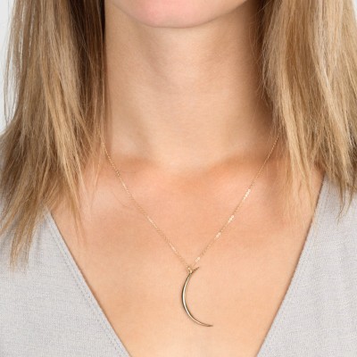 Crescent Moon Pendant Necklace / Gold or Silver / Dainty Moon Necklace / Large Moon Pendant on Long or Short Chain / Layered and Long LN515