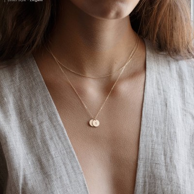 Custom Disk Necklace, Gold, Silver, Rose Gold • Simple Everyday Circle Tag Necklace • SMALL DISC Necklace • 18k Gold Fill Chain • LN209_V