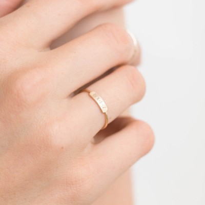 Dainty Bar Ring • Personalized Ring (or blank) • Stacking Ring • Custom Name • Hand Stamped • 18k Gold Fill, Sterling Silver, LR450