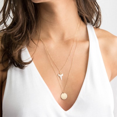 Dainty Gold Shark Tooth Necklace  // White Shark Tooth on Silver, Rose Gold or Gold Fill Chain / Layering Necklace by Layered and Long LN608
