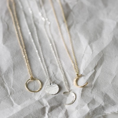 Dainty Moon Phase Necklaces • Simple Moon Necklace • Crescent Moon, New Moon, Full Moon • 18k Gold Fill, Sterling Silver, Rose Gold LN116