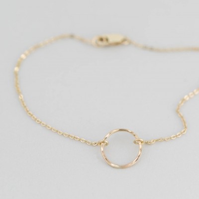 Dainty Open Circle Charm Bracelet, Delicate Karma Bracelet, Layering Bracelet • Karma Circle, 18k Gold Fill, Sterling, Rose Gold • LB132_11