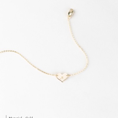 Dainty Personalized Heart Bracelet / Personalized Initial Charm Bracelet / 18k Gold Fill, Sterling Silver or Rose Gold Filled / LB117_10