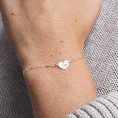 Dainty Personalized Heart Bracelet / Personalized Initial Charm Bracelet / 18k Gold Fill, Sterling Silver or Rose Gold Filled / LB117_10