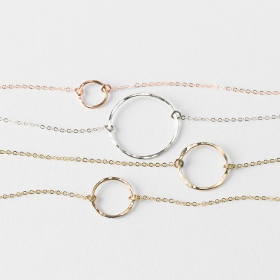 Dainty Rose Gold Necklace, Delicate Open Circle, Rose Gold Karma, 18k Gold Fill, Sterling Silver or Rose Gold / Layering Necklace LN_132