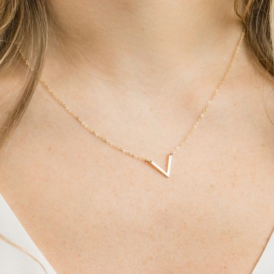 Dainty V Necklace / Gold Fill, Sterling Silver, 18k  Rose Gold Fill Triangle Necklace, Geometric Jewelry /KNOWLEDGE, LN141_10