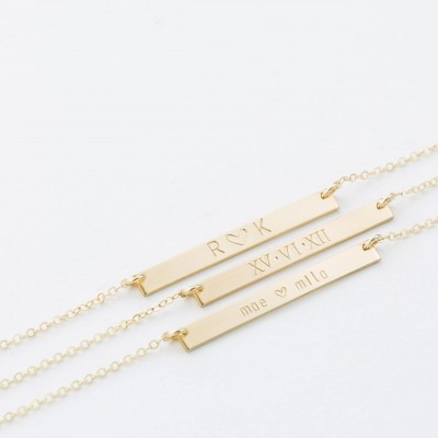 Delicate Bar Necklace: Personalized Gold Name Bar Necklace, Silver or Rose Gold • Small Skinny Bar Necklace, Dainty Nameplate • LN130_30_H