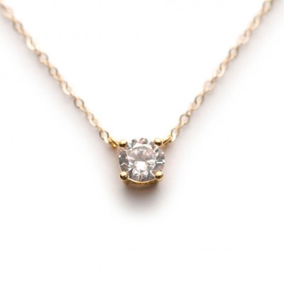 Delicate CZ Necklace / Tiny Diamond Pendant, 18k Gold Fill Chain / Elegant Gold CZ Solitaire Necklace / Everyday Layering Necklace/ LN337