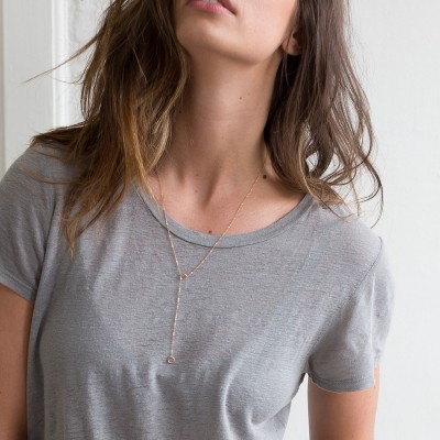 Delicate Lariat Necklace 18k Gold Fill, Sterling Silver or Rose Gold Fill / Ultra Minimal Drop Necklace / FALLING CIRCLES Layered Long LN811