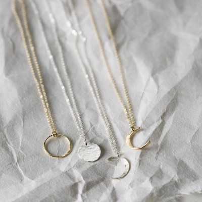 Delicate Moon Phase Necklace • Dainty Crescent Moon Necklace Silver • 18k Gold Fill, Sterling Silver, Rose Gold • Layered and Long • LN116