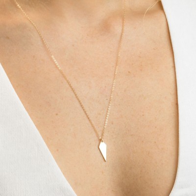 Diamond Point Necklace, Dainty Pendant Necklace & Small Diamond Charm - 18k Gold Fill, Sterling Silver, Rose GF / MYRA, LN157_25_V