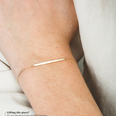 Extra Dainty Gift - Personalized Initial Bracelet - Delicate, Tiny Letters - Minimal Bar Bracelet • Gold, Silver or Rose Gold - LB120_30