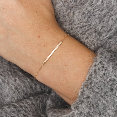 Extra Dainty Gift - Personalized Initial Bracelet - Delicate, Tiny Letters - Minimal Bar Bracelet • Gold, Silver or Rose Gold - LB120_30