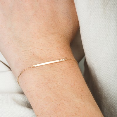 Extra Dainty, Personalized Initial Bracelet • Custom Delicate, Tiny Letters •  Minimal Bar Bracelet • Gold, Silver or Rose Gold • LB120_30