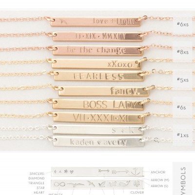 Extra Small Skinny Bar Necklace / Silver, Gold, or Rose Gold Custom Name / Initial Necklace / Monogram Bar Layered + Long LN128_26_H
