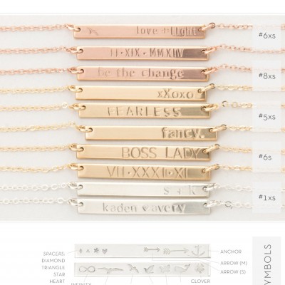 Extra Small Skinny Bar Necklace / Silver, Gold, or Rose Gold Custom Name Plate Necklace / Personalized OR Blank Bar Necklace  LN128_26_H