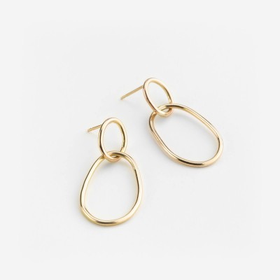 Gold Linked Hoop Earrings, Dainty Hoop Earrings, Modern 18k Gold Fill Earrings, Dainty Gold Earrings, Silver, Rose Gold