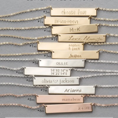 Gold or Silver Bar Necklace • Personalized Name Necklace • Custom Hand Stamped 18k Gold Fill or Sterling Silver Name Bar Necklace, LN155_32