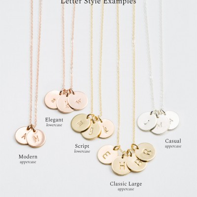 Initial Necklace, Personalized Dainty Disc Necklace • Monogram Necklace, Delicate SMALL DISKS • Silver, Rose Gold Initial Necklace • LN209.2