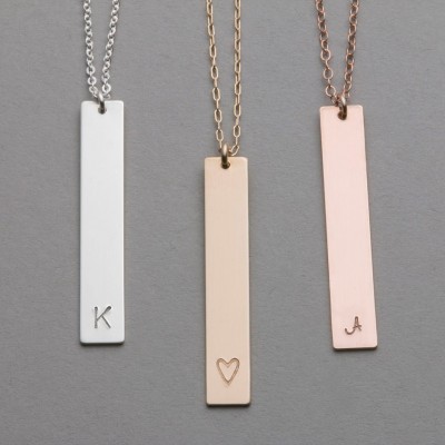 Long Necklace, Gold, Silver, Rose Gold / Layered and Long Gold Bar Necklace / Customized Initial Pendant Necklace / LN160_38_V