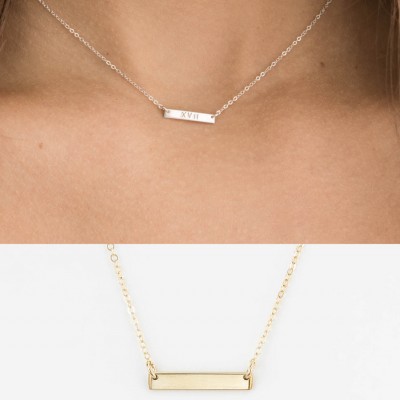 Mini Bar Necklace for Initials • Gold, Silver, Rose GoldPersonalized Bar • Minimal, Delicate Necklace, Skinny Mini Layered + Long LN130_16_H
