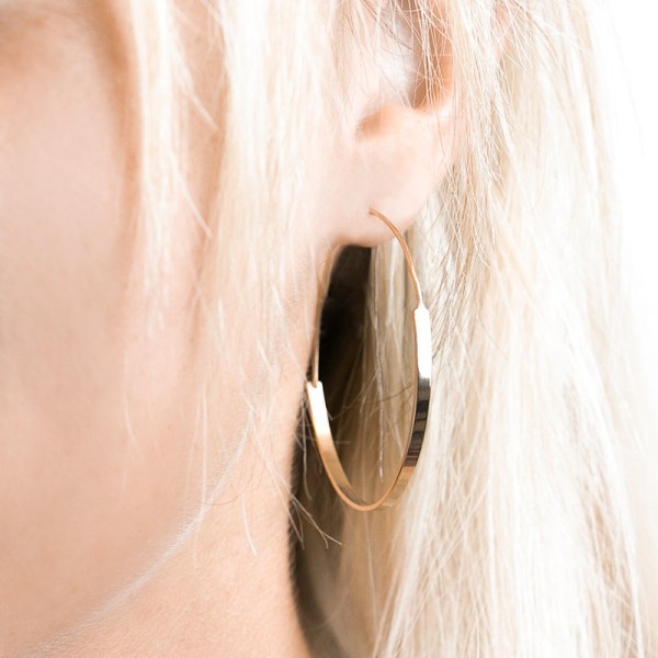 Modern Hoop Earrings, 18k Gold Filled Earring or Sterling Silver / Bar Hoop Earrings / HALO Hoops by Layered and Long LE405