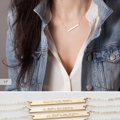 Name Bar Necklace • Personalized Nameplate Necklace • Long Skinny Bar Necklace • Silver, Gold Filled or Rose Gold Bar Necklace • LN130_40_H