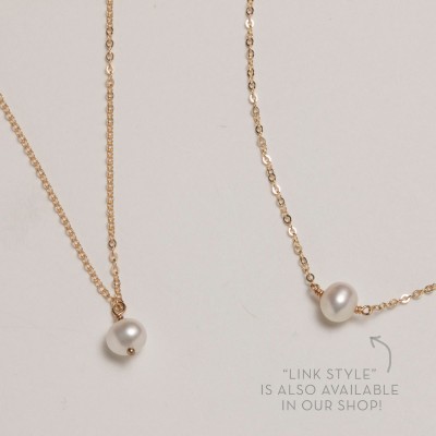 Pearl Drop Necklace, Gold, Silver, Dainty Small Pearl Thin Gold Chain 18k Gold Fill, Sterling Silver, Layering Necklace Layered + Long LN613