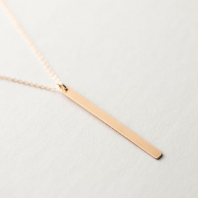 Perfect Layering Necklace / Skinny VERTICAL BAR Necklace / 18k Gold Fill Chain Minimal Gold Bar Pendant  / Layered and Long LN130_40_V