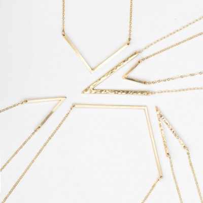 Perfect V Necklace Gold, Silver, or Rose / Choose Your Shape V /  - Point Necklace, Triangle Necklace, Angled Bar Necklace LN143
